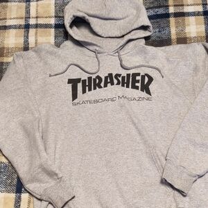 Thrasher Heather Gray Hoodie with Black Logo